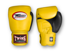 TWINS Boxing Gloves Air Velcro- Premium Leather - Black and Orange, Yellow, Light Blue, Pink, Olive