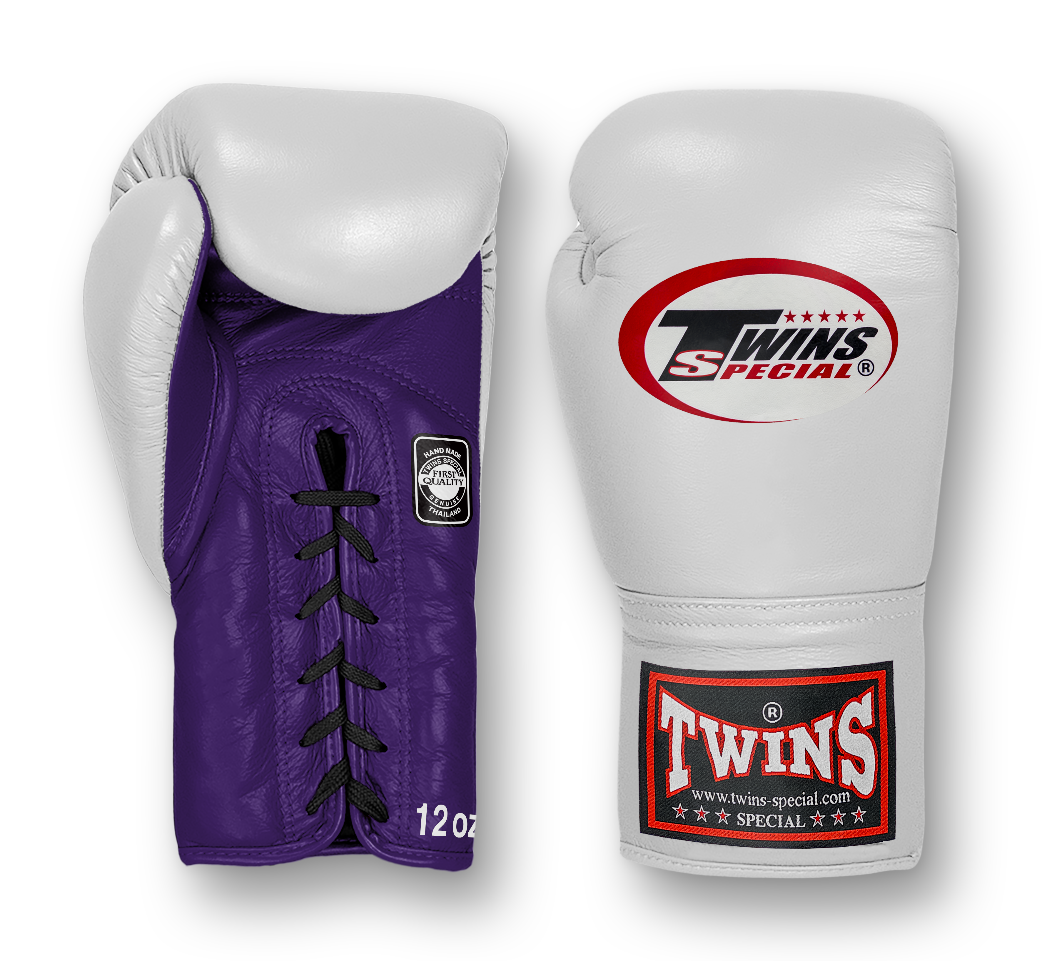 TWINS Boxing Gloves- Dual Bold Colors- Premium Leather w/ Laceup- White Fist- Dark-Green, Maroon, Purple, Dark Brown, Navy