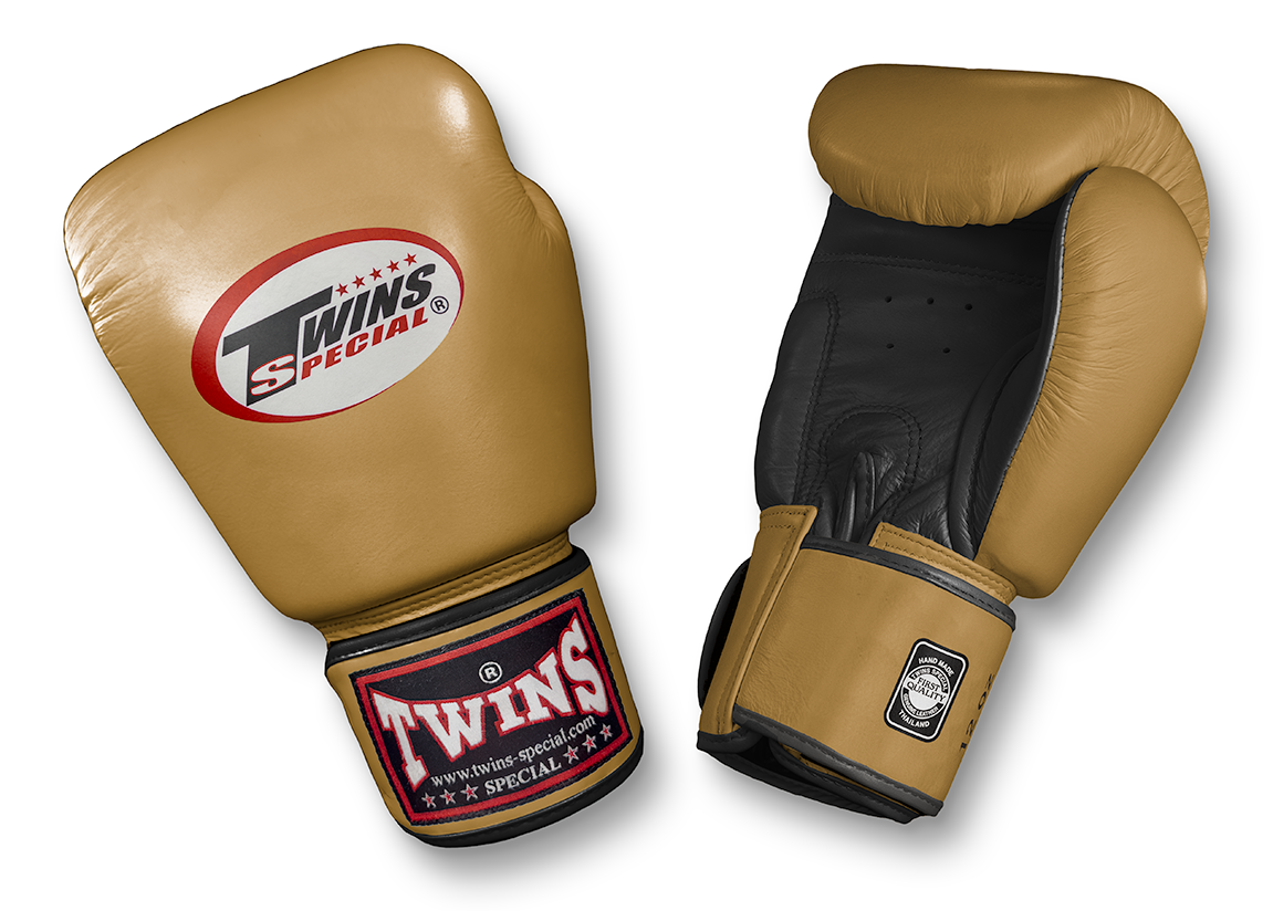 TWINS Boxing Gloves- Dual Color- Premium Leather w/ Velcro - Silver, Gold, White Fist, Black Palm