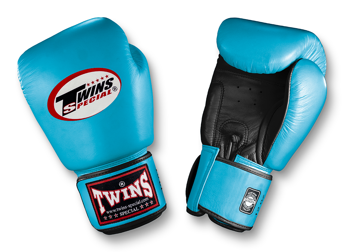 TWINS Boxing Gloves- Dual Light Colors - Premium Leather w/ Velcro - Pink, Orange, Light Blue, Yellow Fist, Black Palm