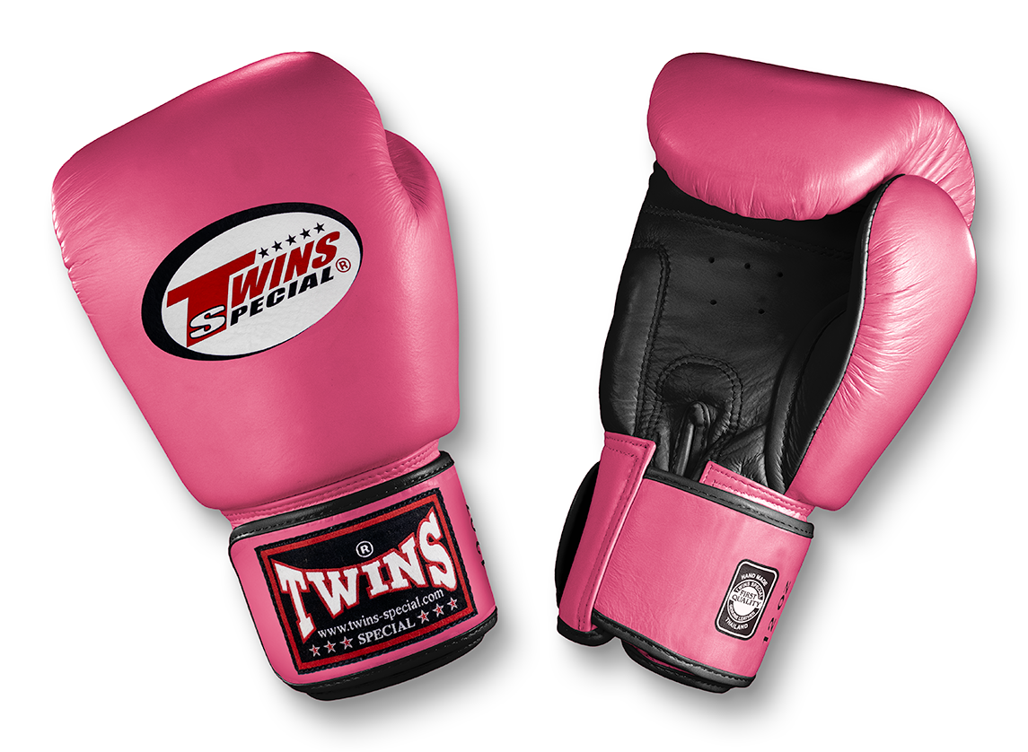 TWINS Boxing Gloves- Dual Light Colors - Premium Leather w/ Velcro - Pink, Orange, Light Blue, Yellow Fist, Black Palm