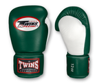 TWINS Boxing Gloves- Dual Bold Color Thumb - Velcro - White, Dark-Green, Navy Blue, Red, Purple, Brown
