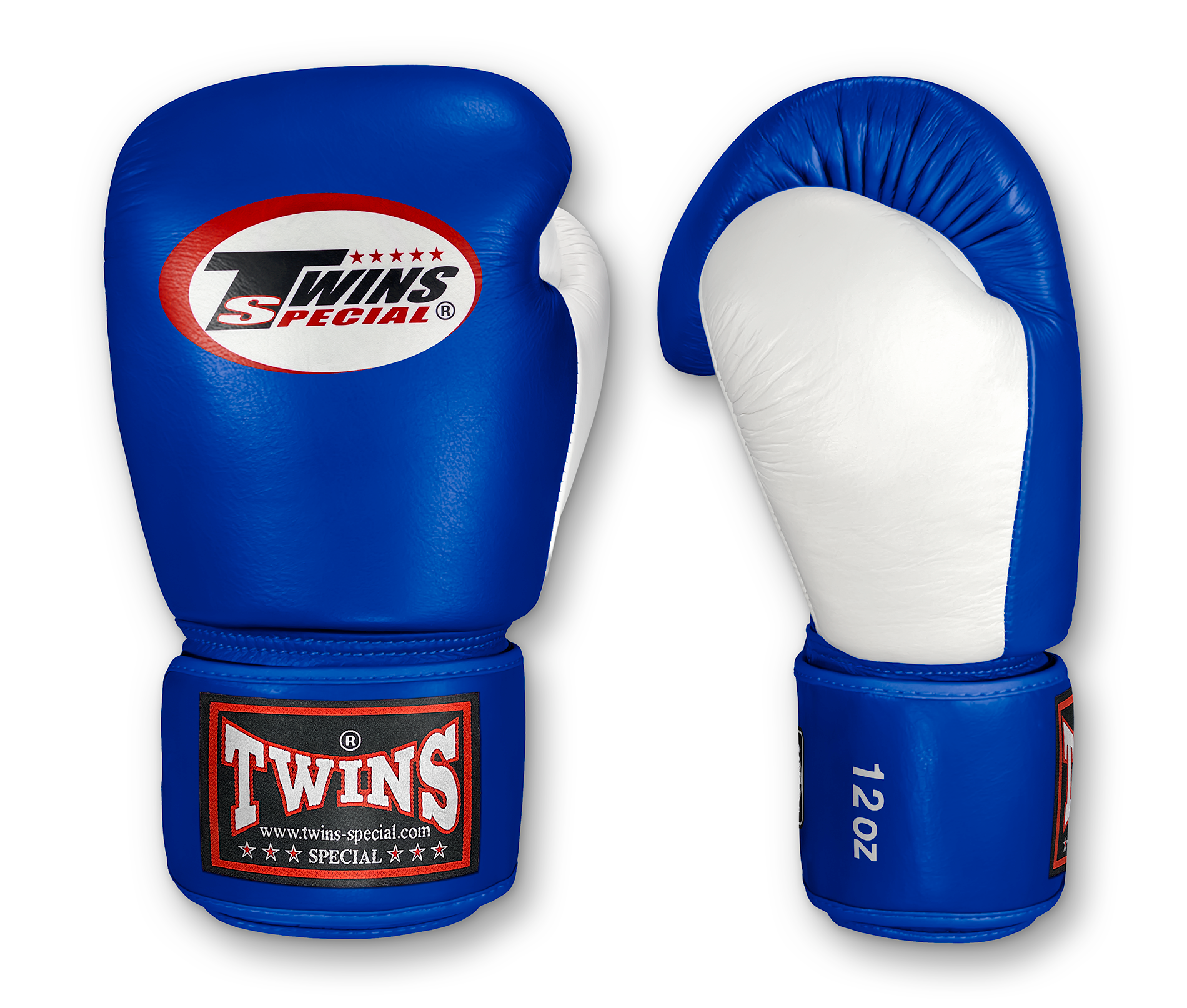 TWINS Boxing Gloves- Dual Bold Color Thumb - Velcro - White, Dark-Green, Navy Blue, Red, Purple, Brown