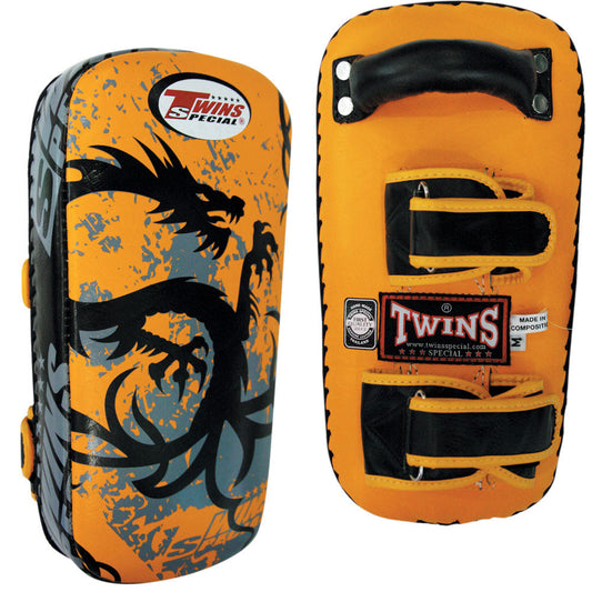 TWINS SPECIAL Tribal Dragon Muay Thai Pads w/ Velcro- Yellow