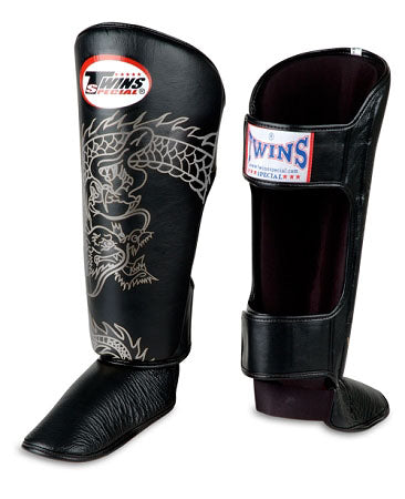 TWINS Dragon Shin Guards- Premium Leatherr- Black