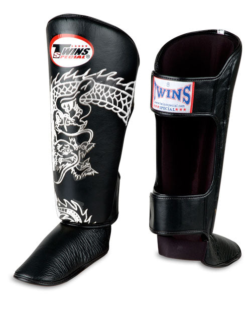 TWINS Dragon Shin Guards- Premium Leatherr- Black