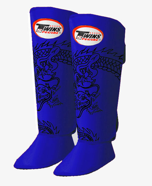 TWINS Dragon Shin Guards- Premium Leather- Blue