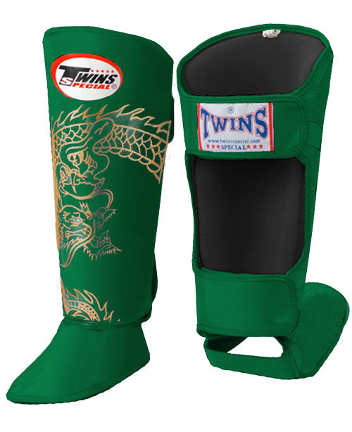 TWINS Dragon Shin Guards- Premium Leather- Green