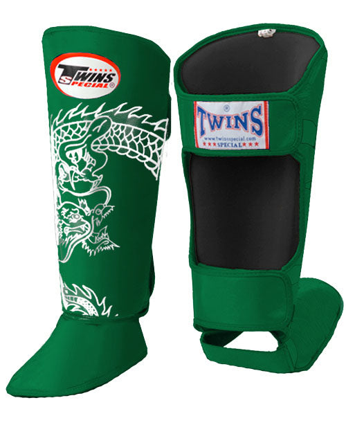 TWINS Dragon Shin Guards- Premium Leather- Green