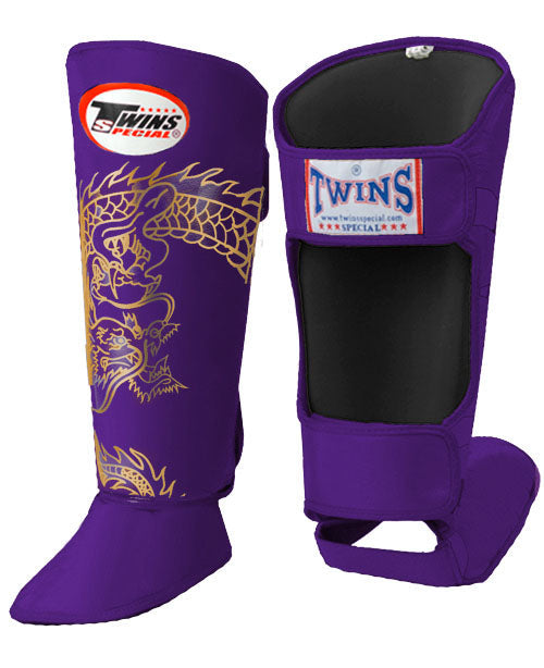 TWINS Dragon Shin Guards- Premium Leather - Purple