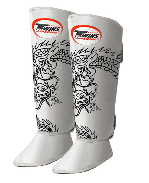 TWINS Dragon Shin Guards- Premium Leather- White