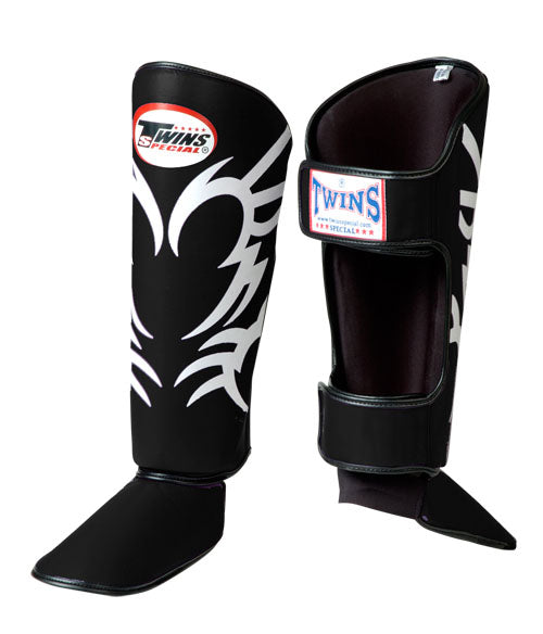 TWINS SPECIAL Tattoo Shin Guards- Premium Leather- Classic Tones - White, Black