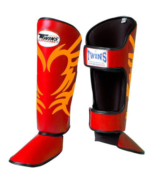 TWINS SPECIAL Tattoo Shin Guards- Premium Leather- Bold Colors- Blue, Purple, Green, Red