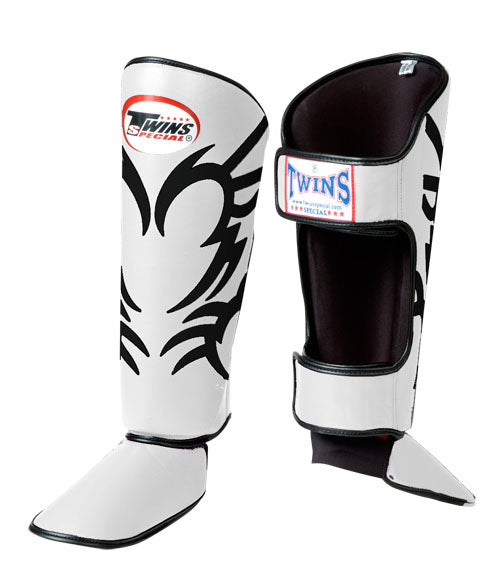 TWINS SPECIAL Tattoo Shin Guards- Premium Leather- Classic Tones - White, Black