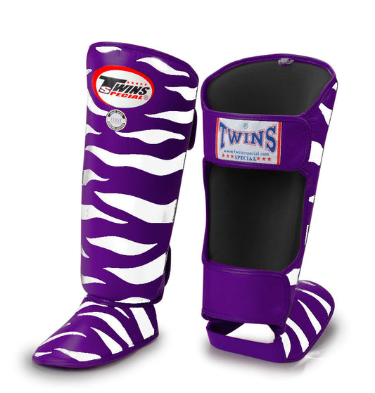 TWINS Tiger Shin Guards- Premium Leather- Purple