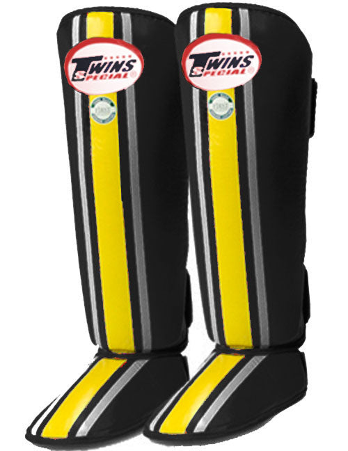 TWINS Lumpini Shin Guards- Premium Leather- Black