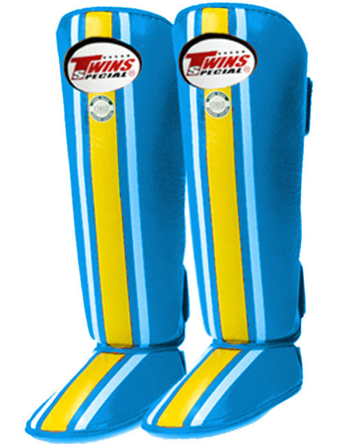 TWINS Lumpini Shin Guards- Premium Leather- Light Blue