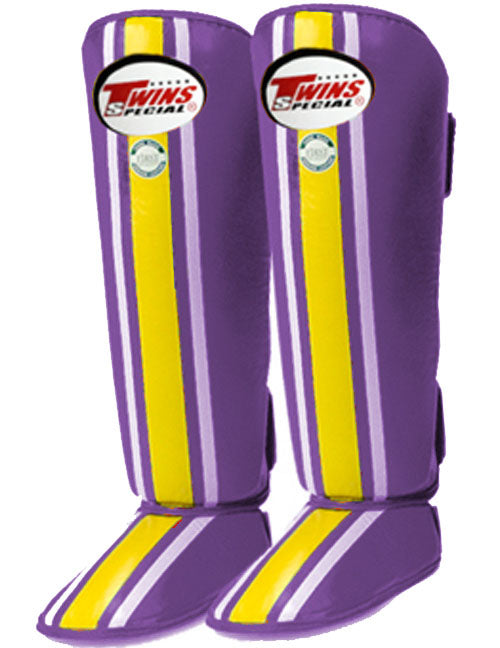 TWINS Lumpini Shin Guards- Premium Leather- Bold Colors- Blue, Red, Green, Purple