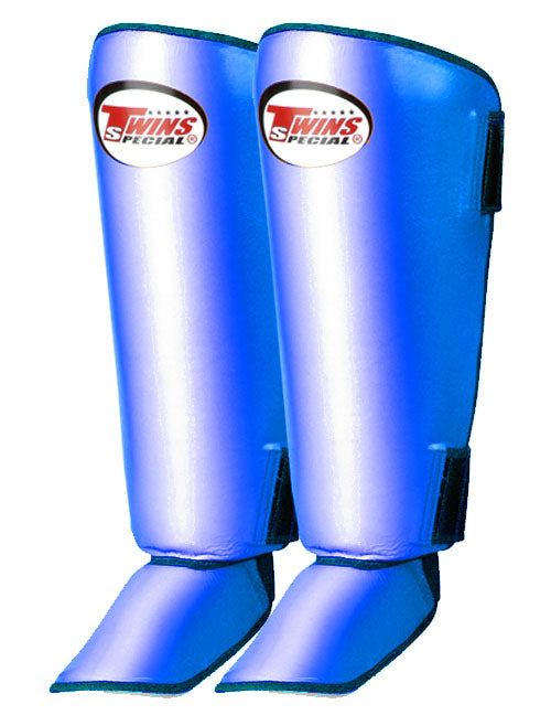 TWINS Vertical Slide Shin Guards- Premium Leather- Bold Colors- Blue, Red, Green