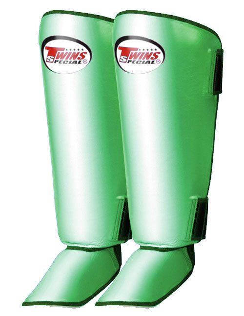 TWINS Vertical Slide Shin Guards- Premium Leather- Bold Colors- Blue, Red, Green