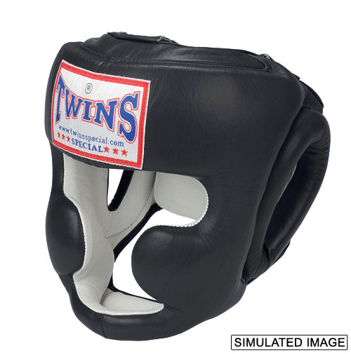 TWINS Full Face Head Gear- Premium Leather w/ Elastic Straps - Black, White, Silver, Gold