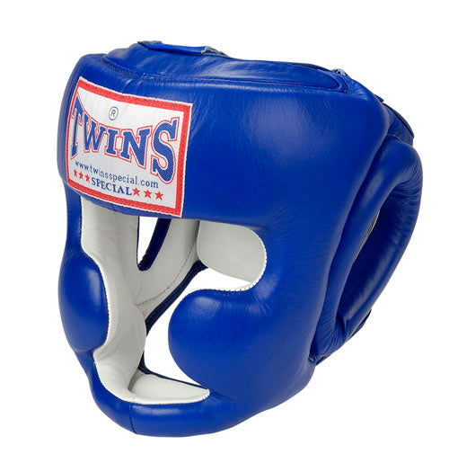 TWINS Full Face Head Gear- Premium Leather w/ Elastic Straps - Blue, Green, Brown, Red, Purple