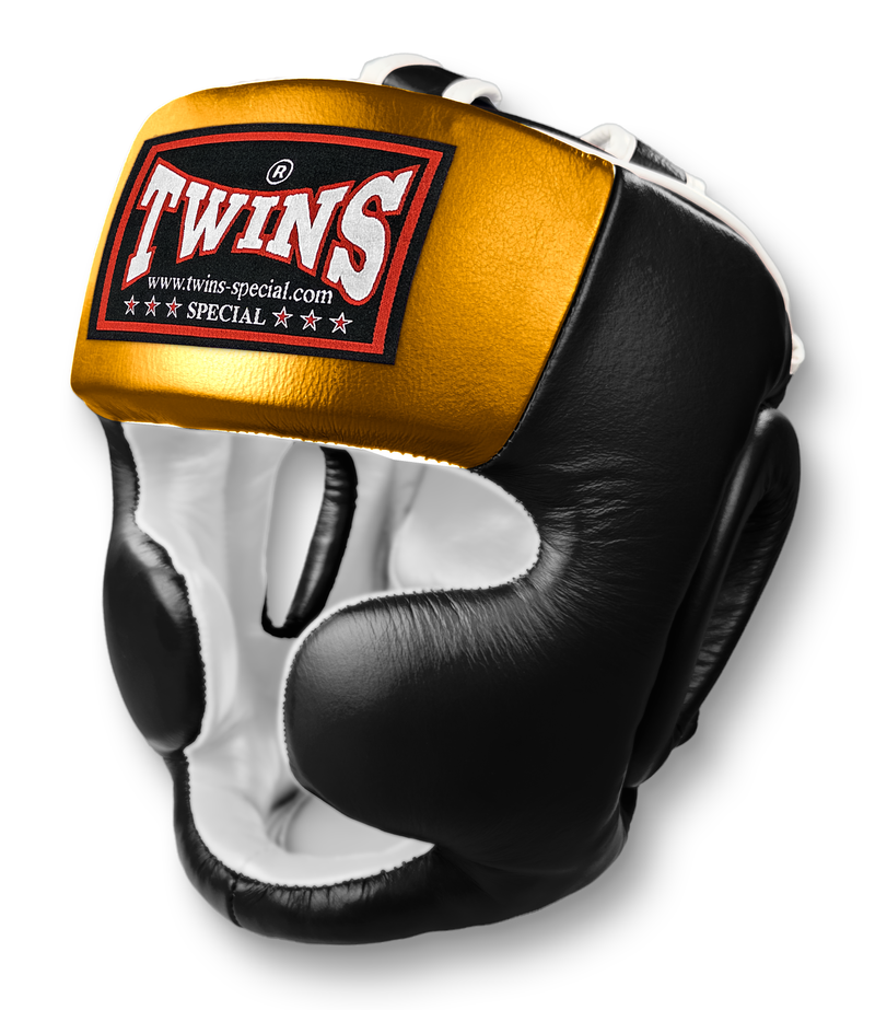 Full Face Head Gear- Premium Leather w/ Lace Up - Dual Color Silver, Gold and Black