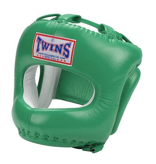 TWINS Cage Head Gear- Premium Leather w/ Nose and Chin Guard - Blue, Green, Brown, Red, Purple