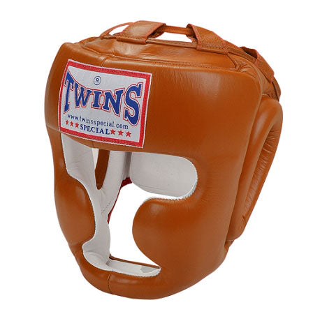 TWINS Full Face Head Gear- Premium Leather w/ Velcro - Blue, Green, Brown, Red, Purple