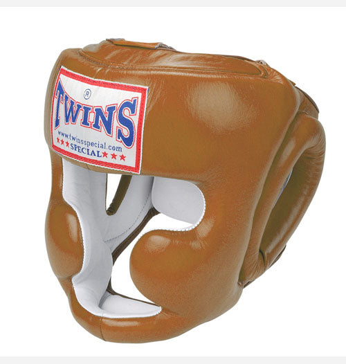 TWINS Full Face Head Gear- Premium Leather w/ Elastic Straps - Blue, Green, Brown, Red, Purple