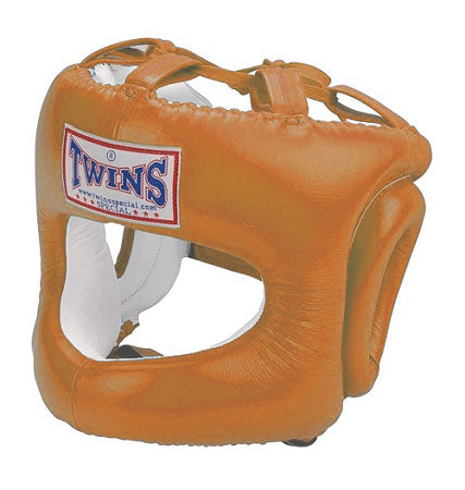 TWINS Cage Head Gear- Premium Leather w/ Nose and Cheek Guard - Red, Purple, Blue, Green, Brown