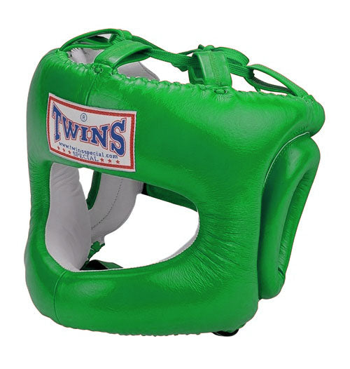 TWINS Cage Head Gear- Premium Leather w/ Nose and Cheek Guard - Red, Purple, Blue, Green, Brown