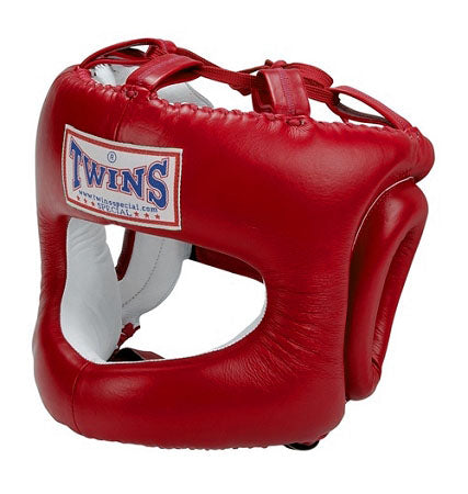 TWINS Cage Head Gear- Premium Leather w/ Nose and Cheek Guard - Red, Purple, Blue, Green, Brown