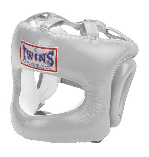 TWINS Cage Head Gear- Premium Leather w/ Nose and Cheek Guard - Black, White, Silver, Gold