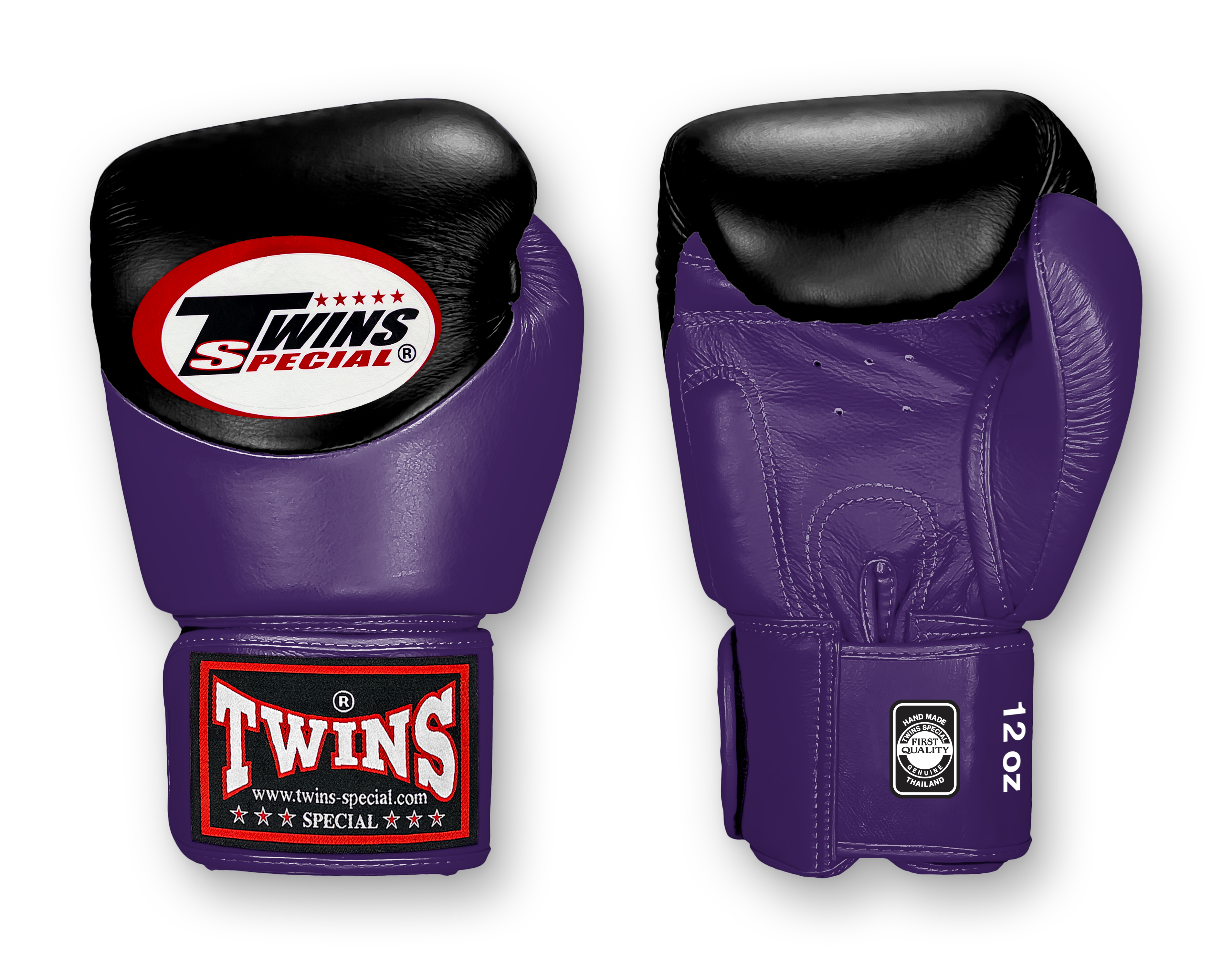 TWINS Boxing Gloves - Dual Color - Velcro - 9 - Black and Dark Brown, Maroon, Navy Blue, Purple