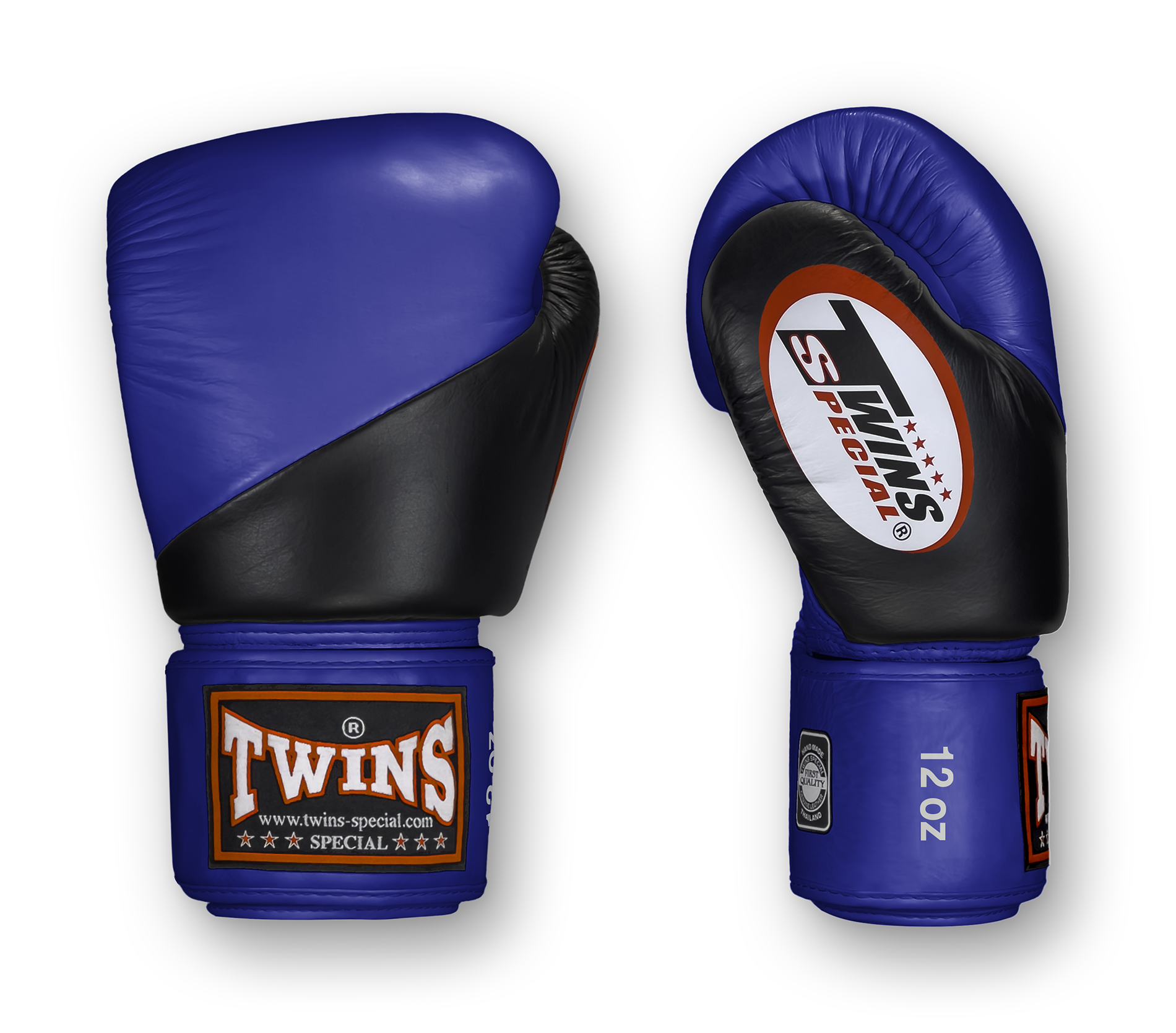 TWINS Boxing Gloves - Angle Color - Velcro - 8 - Black with Purple, Blue, Green, Red