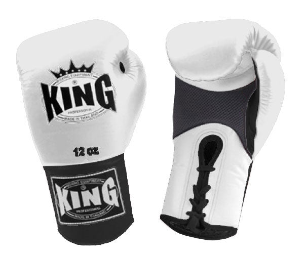 KING Dual Color Boxing Gloves- Air Laceup - White Fist & Palm, Yellow Blue Red Black Wrist