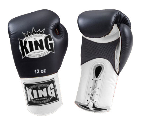 KING Dual Color Boxing Gloves- Air Laceup - Black Fist, Yellow Blue White Red Palm & Wrist