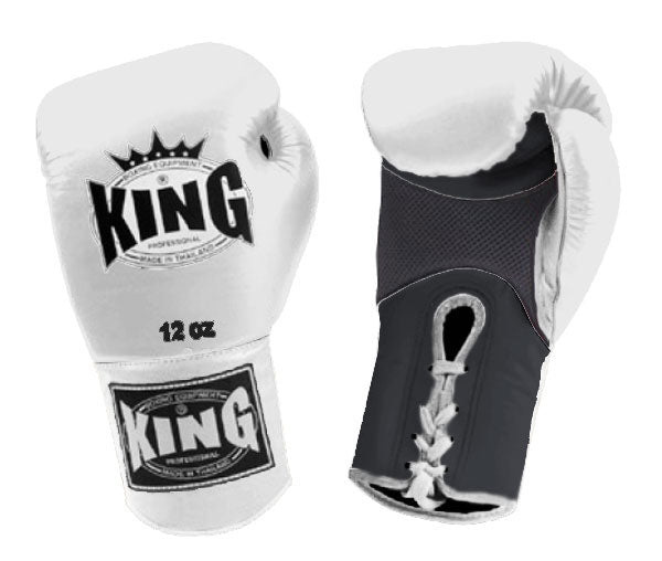 KING Dual Color Boxing Gloves- Air Laceup - White Fist & Wrist, Yellow Blue Red Black Palm