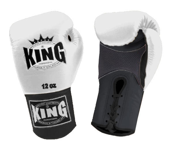 KING Dual Color Boxing Gloves- Air Laceup - White Fist, Yellow Blue Red Black Palm & Wrist