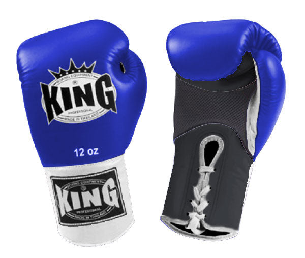 KING Triple Color Boxing Gloves- Air Lace-Up- Blue Fist Black Palm Red Yellow White Wrist