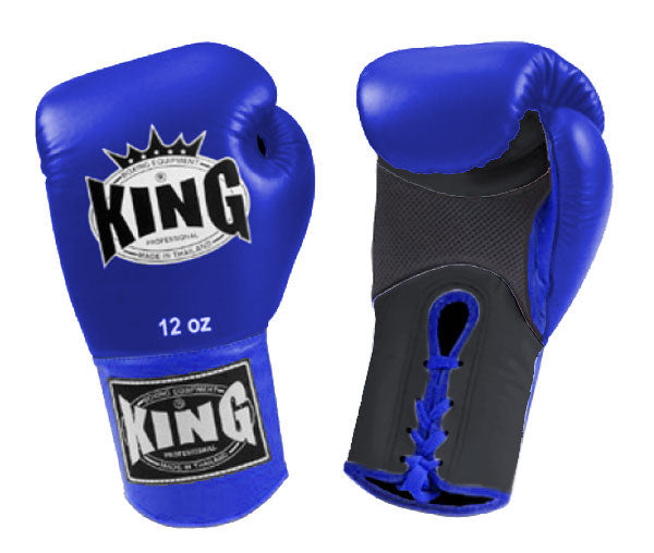 KING Dual Color Boxing Gloves- Air Laceup - Blue Fist & Wrist, Black White Yellow Red Palm