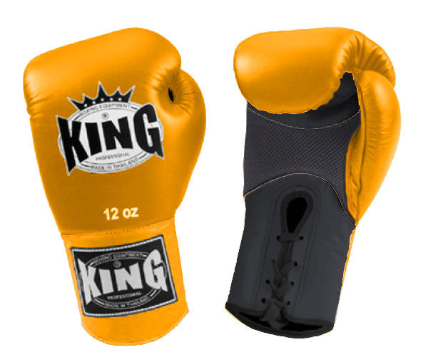 KING Dual Color Boxing Gloves- Air Laceup - Yellow Fist & Wrist, Black Blue White Red Palm