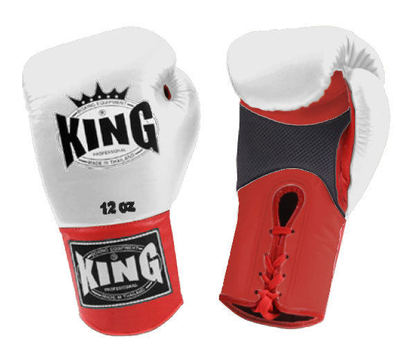 KING Dual Color Boxing Gloves- Air Laceup - White Fist, Yellow Blue Red Black Palm & Wrist