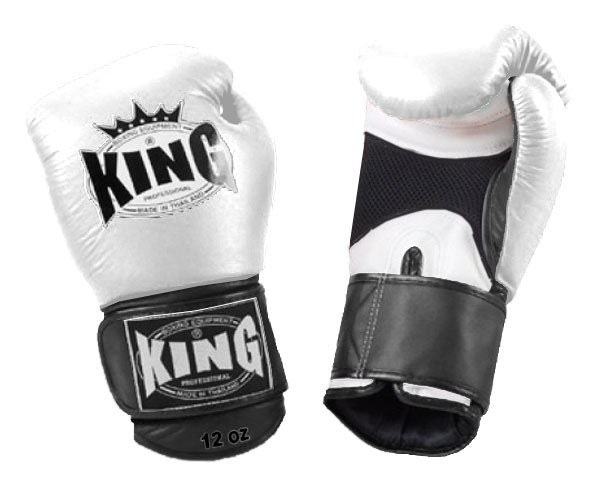 KING Dual Color Boxing Gloves- Air Velcro - White Fist & Palm, Blue Red Black Yellow Wrist