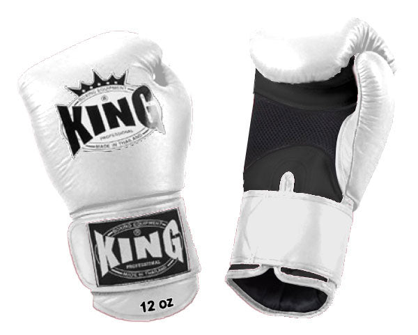 KING Dual Color Boxing Gloves- Air Velcro - White Fist & Wrist, Blue Red Black Yellow Palm