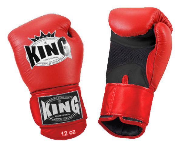 KING Dual Color Boxing Gloves- Air Laceup - Red Fist & Wrist, Blue Black White Yellow Palm