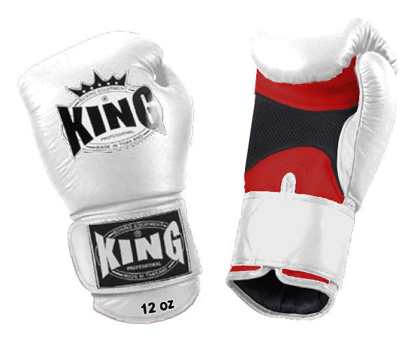 KING Dual Color Boxing Gloves- Air Velcro - White Fist & Wrist, Blue Red Black Yellow Palm