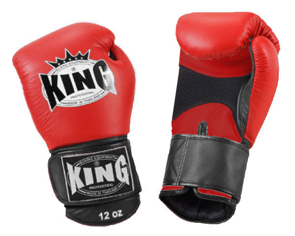 KING Dual Color Boxing Gloves- Air Laceup - Red Fist & Palm, Blue Black White Yellow Wrist