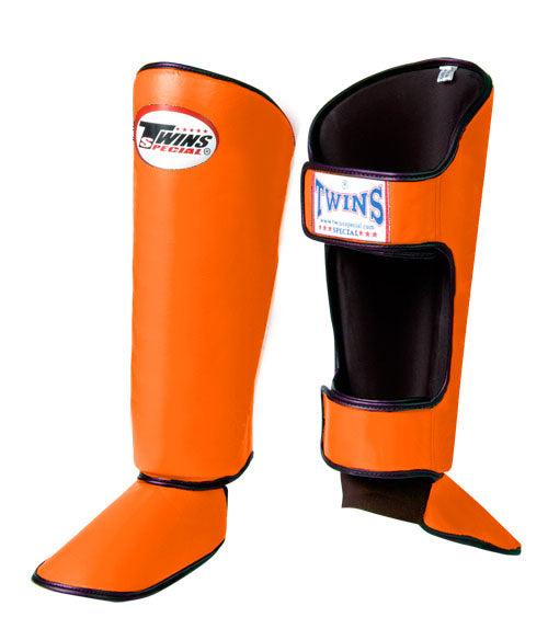 TWINS Classic Shin Guards- Premium Leather - Yellow, Pink, Orange, Light, Blue